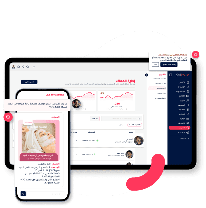 "TopTalla AI assistant for salons learns and suggests improvements by designing promotions, writing content, analyzing sales and reviews, recommending personalized offers, and forecasting peak times."