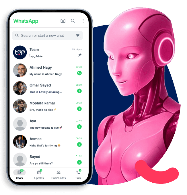 Toptalla AI assistant integrated with WhatsApp chat