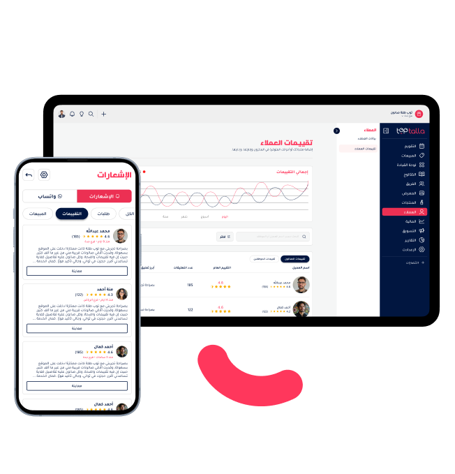 Customer feedback and star ratings analytics shown on Toptalla platform