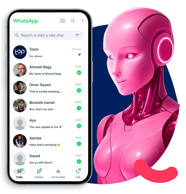 Toptalla AI assistant integrated with WhatsApp chat