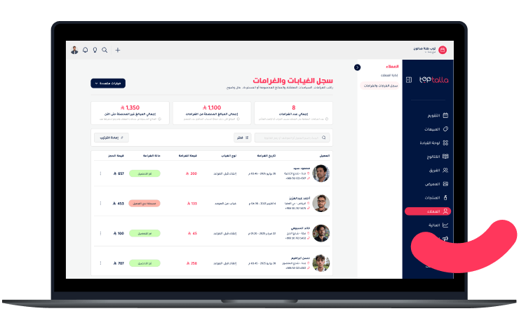 "TopTalla customer no-show and cancellation protection system for salons, ensuring client booking commitment and revenue security."