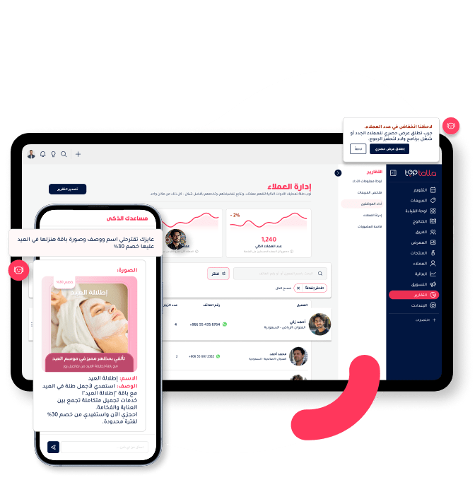 "TopTalla AI assistant for salons learns and suggests improvements by designing promotions, writing content, analyzing sales and reviews, recommending personalized offers, and forecasting peak times."